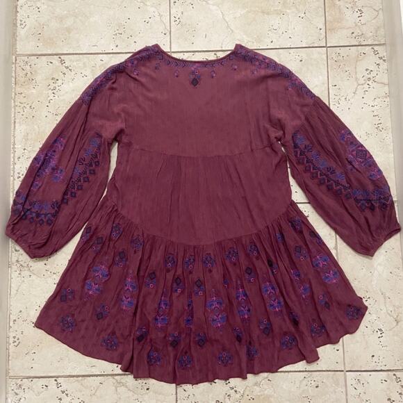 Free People Women's Red Arianna Embroidered Tunic‎ Dress Size XS - Picture 11 of 12